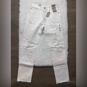 New Women’s Levi’s 501 Original High Rise Straight Leg White Jeans Size 27 x 32